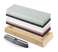 Sharpening Stone Whetstone with Angle Guide Non-Slip Bamboo Base grit 400 1000 3000 8000 Knife Sharpeners Professional 2-in-1 Wetstone for Sharpening Knives