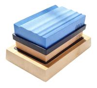 Sharpening Stones for Wood Carving Tools - Whetstones Carvers Sharpener -Gouge Stone 400 & 1000 Grit with Removable Nonslip Pads and A Bamboo Base, Blue Red, 5.9×4.1×3.7 in (TP-201215A2)