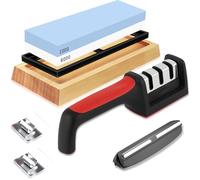 Sharpening Stones Kit for Kitchen Knives Whetstone Knife Sharpener Dual Grit 1000/6000 Water Stone with Non-Slip Base & Angle Guide