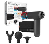 Sharper Image PowerBoost Pro+ Compact Percussion Massage Gun - Portable Hot & Cold Therapy, Electric Small Massager Gun with 4 Attachments & 6 Speeds, Deep Tissue Vibrating Massager for Muscle Relief
