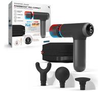 Sharper Image PowerBoost Pro+ Compact Percussion Massage Gun - Portable Hot & Cold Therapy, Electric Small Massager Gun with 4 Attachments & 6 Speeds, Deep Tissue Vibrating Massager for Muscle Relief