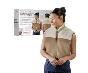 Sharper Image Weighted Comfort Heated Vest Luxe - Rechargeable Gilet | Electric Heat Up Body Warmer for Weighted Relaxation, Body Warmers with Adjustable Fit and Plush, Soft Fabric, Heated Gilet