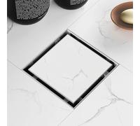 Sharpeye 4 Inch Square Shower Drain with Removable Tile Insert Grate， Brushed 304 Stainless Steel Square Shower Floor Drain, Includes Hair Strainer