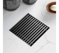 Sharpeye 4 Inch Square Shower Drain with Removable Wedge Wire Pattern Grate, Matte Black 304 Stainless Steel Square Shower Floor Drain for Bathroom, CUPC Certified, with Hair Strainer