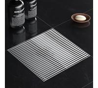 Sharpeye 8 Inch Square Shower Drain with Removable Wedge Wire Pattern Grate, Brushed Nickel 304 Stainless Steel Shower Floor Drain for Bathroom, CUPC Certified, with Hair Strainer
