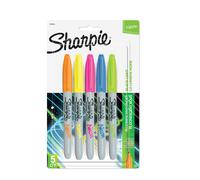 SHARPIE 1874447 Neon Permanent Markers, Fine Point, Assorted Colors, 5 Count