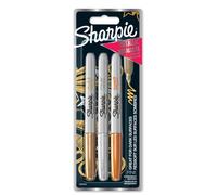 Sharpie 1986006 Permanent Metallic Markers Fine Point Pack of 3