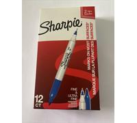 Sharpie 2 Tip Permanent Fine Ultra Fine Pointless Blue Ink Pen Drawing Writing