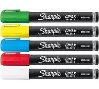 Sharpie 5 x Chalk Marker Pens | Medium Point Bullet Tip Nib | For Black Boards, White Boards, Light Boards, Plastic, Metal, Glass & More | Assorted Colour Ink - Loose in Plain Packaging