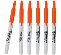 Sharpie 6 x Fine Point Retractable Permanent Markers, Orange - for Plastic, Glass, Wood, Metal, Fabric & More