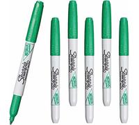 Sharpie 6 x Metallic Permanent Marker Pens | Fine Point Bullet Tip Nib | Emerald Green Colour Ink | Write on Almost Any Surface | Loose in Plain Packaging