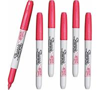 Sharpie 6 x Metallic Permanent Marker Pens | Fine Point Bullet Tip Nib | Ruby Red Colour Ink | Write on Almost Any Surface | Loose in Plain Packaging