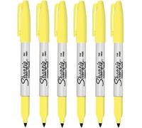 Sharpie 6 x Permanent Marker Pens | Marks on Most Surfaces: Paper, Fabric, Glass, Plastic, Wood, Metal | Fine Point Bullet Tip Nib for Smooth Writing | Pastel Yellow | Loose in Plain Packaging