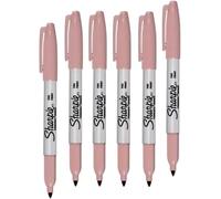 Sharpie 6 x Permanent Marker Pens | Marks on Most Surfaces: Paper, Fabric, Glass, Plastic, Wood, Metal | Fine Point Bullet Tip Nib for Smooth Writing | Pastel Pink | Loose in Plain Packaging