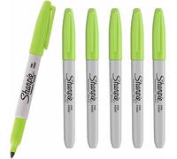 Sharpie 6 x Permanent Marker Pens, Medium Point | Marks on Almost Any Surface including Metal, Paper and Plastic | Venus Green | Loose in Plain Packaging