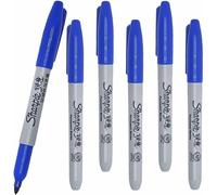 Sharpie 6 x Permanent Marker Pens with Fine Point Tip for Paper, Metal & Plastic, Dark Blue Colour Ink - Loose in Plain Packaging [ASIA IMPORT]