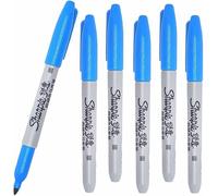 Sharpie 6 x Permanent Marker Pens with Fine Point Tip for Paper, Metal & Plastic, Light Blue Colour Ink - Loose in Plain Packaging [ASIA IMPORT]