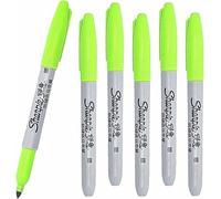 Sharpie 6 x Permanent Marker Pens with Fine Point Tip for Paper, Metal & Plastic, Lime Green Colour Ink - Loose in Plain Packaging [ASIA IMPORT]