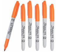 Sharpie 6 x Permanent Marker Pens with Fine Point Tip for Paper, Metal & Plastic, Orange Colour Ink - Loose in Plain Packaging [ASIA IMPORT]