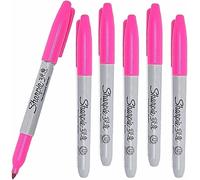 Sharpie 6 x Permanent Marker Pens with Fine Point Tip for Paper, Metal & Plastic, Pink Colour Ink - Loose in Plain Packaging [ASIA IMPORT]
