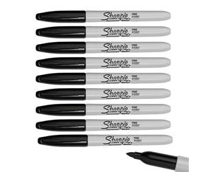 Sharpie 9 x Permanent Black Markers, Fine Point, loose pack
