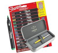 Sharpie Acrylic Bullet Creative Markers with Parker Jotter Pen & Metal Pencil Case Gift Set | School Stationery Set | Water Based Markers, Glass Working | Fancy Ballpoint Pen