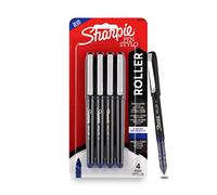 Sharpie Blue Roller Ball Pen |Smudge Proof Ideal for Regular Office Usage |Stationery Items | Needle Point (0.5mm) |Pack of 4