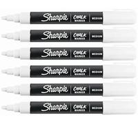 Sharpie Chalk Marker Pens | 6 Pack | Medium Point, Bullet Nib | For Black Boards, White Boards, Light Boards, Plastic, Metal, Glass & More | White | Loose in Plain Packaging