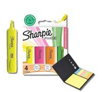 Sharpie Chisel Tip Highlighter Pens | 4 Count Highlighter Multipack Set + Sticky Notes