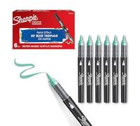 Sharpie Creative Marker Acrylic Paint Pens | Brush Tip Water-Based Paint Markers | Lake Green | No-Bleed Ink Writes on Most Surfaces | School & Revision Supplies | 6 Count