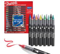 Sharpie Creative Marker Acrylic Paint Pens | Brush-Tip, Water-Based Paint Markers | No-Bleed Ink Writes on Most Surfaces | School & Revision Supplies