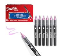 Sharpie Creative Marker Acrylic Paint Pens | Brush Tip Water-Based Paint Markers | Rose Pink | No-Bleed Ink Writes on Most Surfaces | School & Revision Supplies | 6 Count