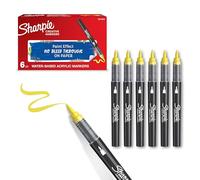 Sharpie Creative Marker Acrylic Paint Pens | Brush Tip Water-Based Paint Markers | Yellow | No-Bleed Ink Writes on Most Surfaces | School & Revision Supplies | 6 Count