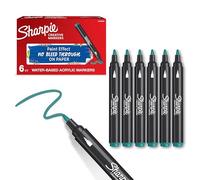 Sharpie Creative Marker Acrylic Paint Pens | Bullet Tip Water-Based Paint Markers | Emerald Green | No-Bleed Ink Writes on Most Surfaces | School & Revision Supplies | 6 Count