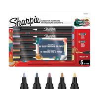 Sharpie Creative Marker Acrylic Paint Pens | Water-Based Paint Markers | No-Bleed Ink Writes on Most Surfaces | Bullet Tip | Crafting & Art Supplies | Warm Tones | 5 Count