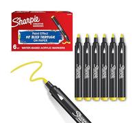 Sharpie Creative Marker Acrylic Paint Pens | Bullet Tip Water-Based Paint Markers | Yellow | No-Bleed Ink Writes on Most Surfaces | School & Revision Supplies | 6 Count