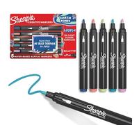 Sharpie Creative Marker Acrylic Paint Pens | Earth Tones | Water-Based Paint Markers | No-Bleed Ink Writes on Most Surfaces | Bullet Tip | School & Revision Supplies | Assorted Colours | 5 Count
