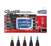 Sharpie Creative Marker Acrylic Paint Pens | Earth Tones | Water-Based Paint Markers | No-Bleed Ink Writes on Most Surfaces | Brush Tip | Crafting & Art Supplies | Assorted Colours | 5 Count