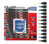 Sharpie Creative Marker Acrylic Paint Pens | Water-Based Paint Markers | No-Bleed Ink Writes on Most Surfaces | Brush Tip | Crafting & Art Supplies | Warm Tones | 12 Count