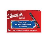 Sharpie Creative Marker Acrylic Paint Pens - Bullet Tip, Water-Based, No-Bleed Ink - Black, 6 Count