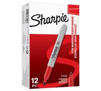 SHARPIE - Fine Bullet Tip Permanent Marker Pens - Pack of 12 (Red)