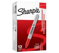 Sharpie - Fine Bullet Tip Permanent Marker Pens - Pack Of 12 (Red)
