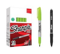 Sharpie Fine Permanent Marker Lime Green - Box of 12 S-Gel Pen 0.7mm Black Gift | Permanent Ink | Waterproof | Smooth Writing | For Office, School, Labeling & Planning