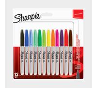 Sharpie Permanent Marker Fine Tip 0.9mm Line Assorted Colours (Pack 12)