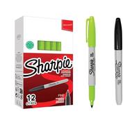 Sharpie Fine Point Permanent Marker - Lime Green- Box of 12- with 1 Fine Black Gifted - Quick Dry, Waterproof, Fade-Resistant - Multi-Surface Marker for Office, School, DIY