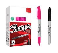 Sharpie Fine Point Permanent Marker - Magenta- Box of 12- with 1 Fine Black Gifted - Quick Dry, Waterproof, Fade-Resistant - Multi-Surface Marker for Office, School, DIY