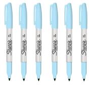 Sharpie Fine Point Permanent Marker Pen Light blue Topaz 6 Pack