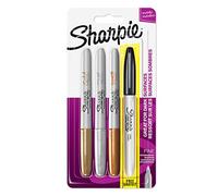 Sharpie Fine Tip Permanent Marker - Assorted Metallic Colours/Black (Pack of 4)