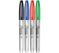 Sharpie Permanent Markers | Fine Point for Bold Details | Black, Blue, Red and Green Ink Colours | 4 Marker Pens