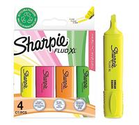 Sharpie Fluo XL Highlighters | Chisel Tip Highlighter Pens | Highly Visible YellowPinkOrange & Green Fluorescent Colours | 4 Count Highlighter Multipack Set